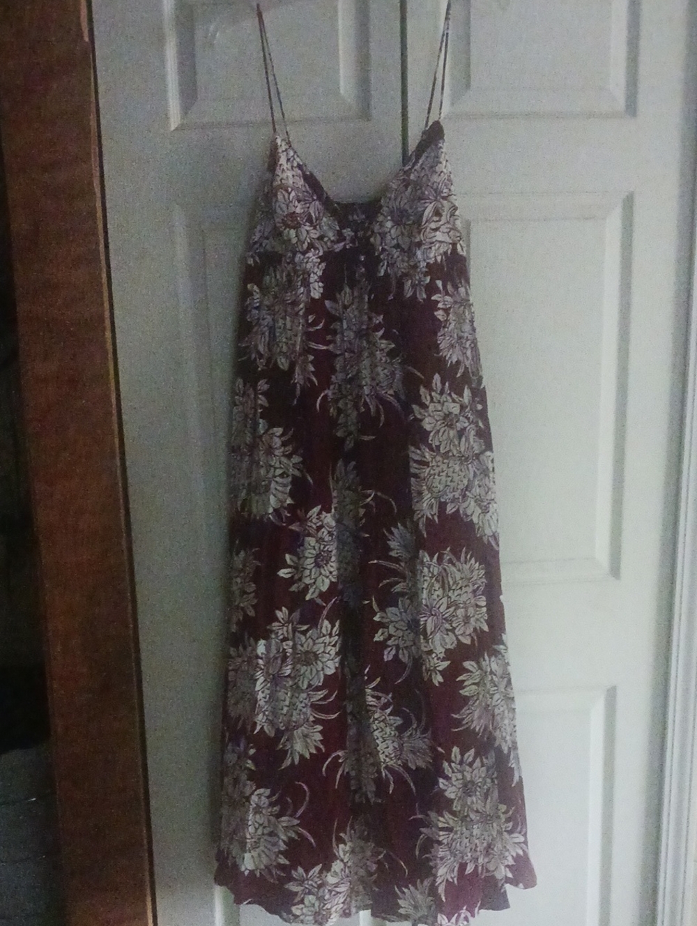 J. Crew Burgundy Floral Spaghetti-Strap Maxi Dress
